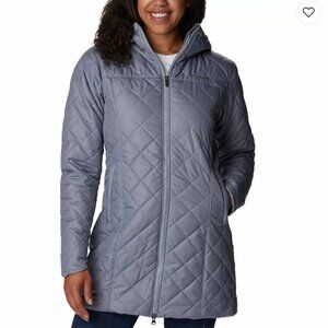 Columbia Winter Jacket Coat Quilted Gray Size L Large Copper Crest™ Long